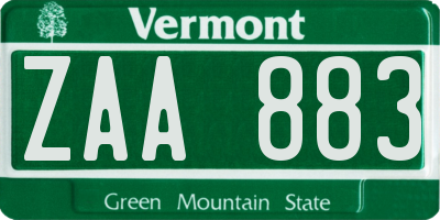 VT license plate ZAA883