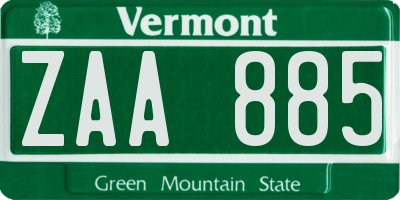 VT license plate ZAA885