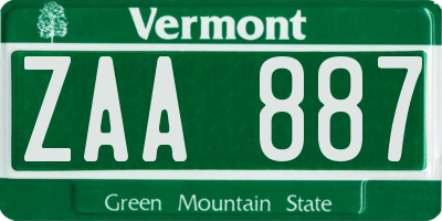 VT license plate ZAA887