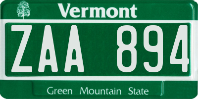 VT license plate ZAA894