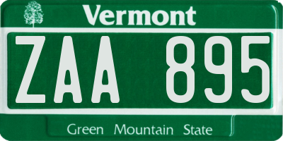 VT license plate ZAA895