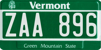 VT license plate ZAA896