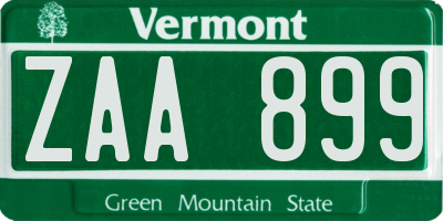 VT license plate ZAA899