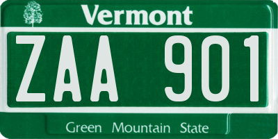 VT license plate ZAA901