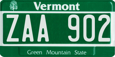 VT license plate ZAA902