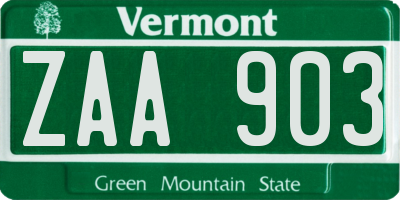 VT license plate ZAA903