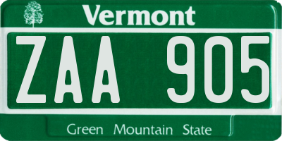 VT license plate ZAA905