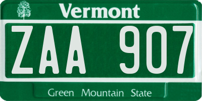 VT license plate ZAA907