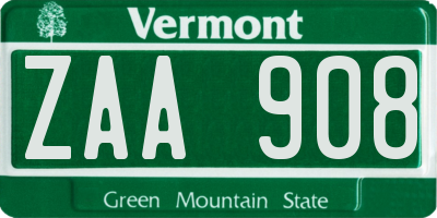 VT license plate ZAA908