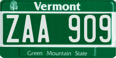 VT license plate ZAA909