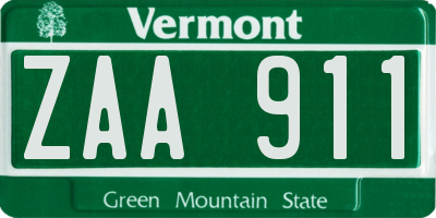 VT license plate ZAA911