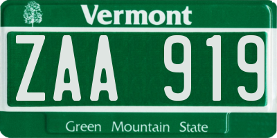 VT license plate ZAA919