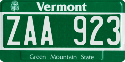 VT license plate ZAA923
