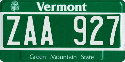 VT license plate ZAA927