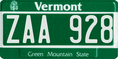 VT license plate ZAA928