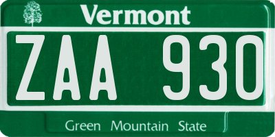 VT license plate ZAA930