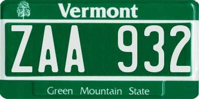 VT license plate ZAA932