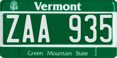 VT license plate ZAA935