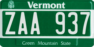 VT license plate ZAA937