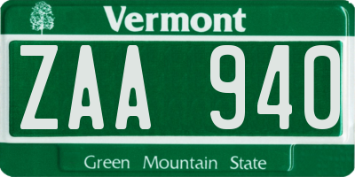 VT license plate ZAA940
