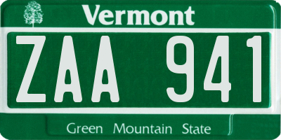 VT license plate ZAA941