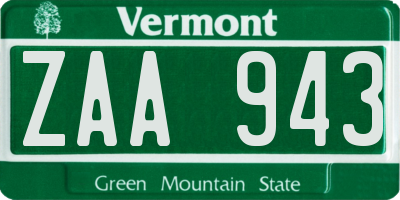 VT license plate ZAA943