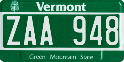 VT license plate ZAA948