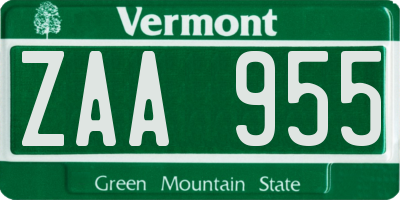 VT license plate ZAA955