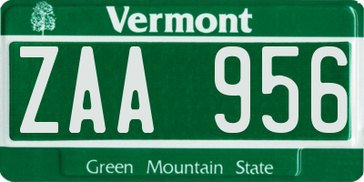 VT license plate ZAA956