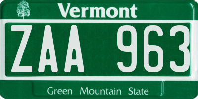 VT license plate ZAA963
