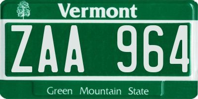 VT license plate ZAA964