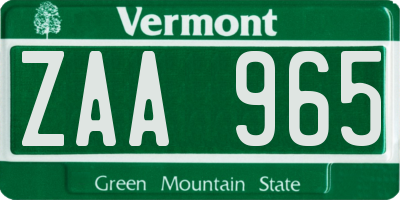 VT license plate ZAA965