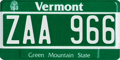 VT license plate ZAA966