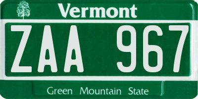 VT license plate ZAA967