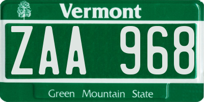 VT license plate ZAA968