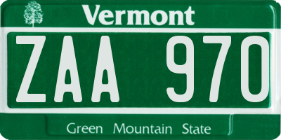 VT license plate ZAA970
