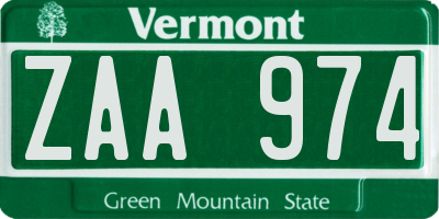 VT license plate ZAA974
