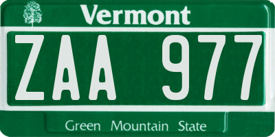 VT license plate ZAA977