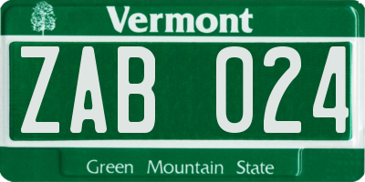 VT license plate ZAB024