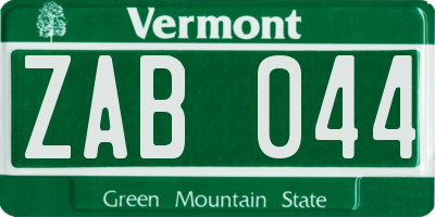 VT license plate ZAB044