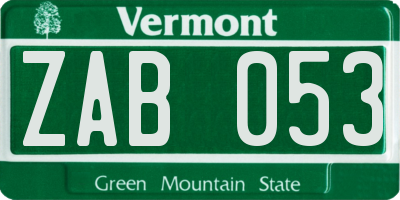 VT license plate ZAB053