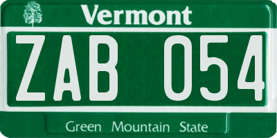 VT license plate ZAB054