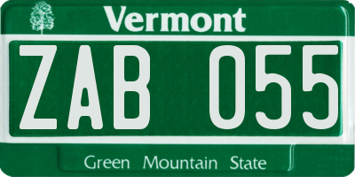 VT license plate ZAB055
