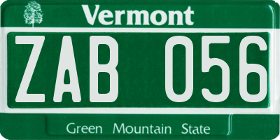 VT license plate ZAB056