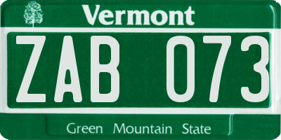 VT license plate ZAB073