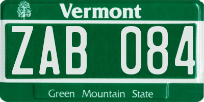 VT license plate ZAB084