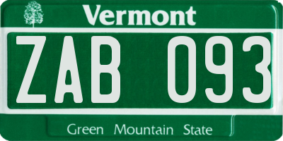VT license plate ZAB093