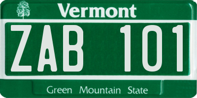 VT license plate ZAB101