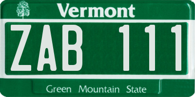 VT license plate ZAB111