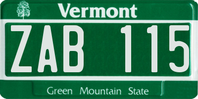 VT license plate ZAB115